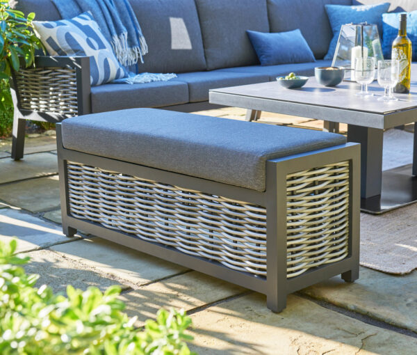 Langham Large Corner Lounge Set with Height Adjustable Table & Bench - Grey (Seats 8) - Image 5
