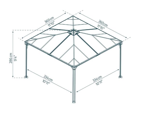 Palermo 3600 Aluminium Grey Gazebo & Pergola - Canopia by Palram - Image 5