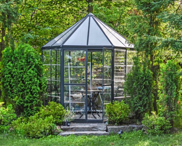 Oasis Aluminium Frame 8ft Hexagonal Polycarbonate Grey Greenhouse - Canopia by Palram