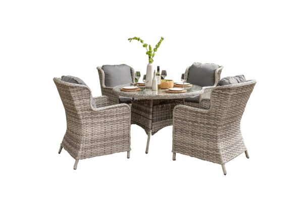 Wroxham 4 Seat Wicker Weave Garden Dining Set with 4 Chairs - Image 3