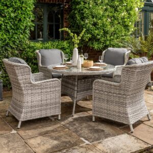 Wroxham 4 Seat Wicker Weave Garden Dining Set with 4 Chairs