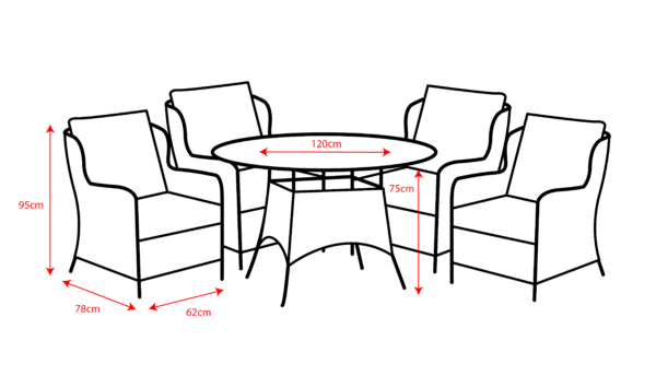 Wroxham 4 Seat Wicker Weave Garden Dining Set with 4 Chairs - Image 4