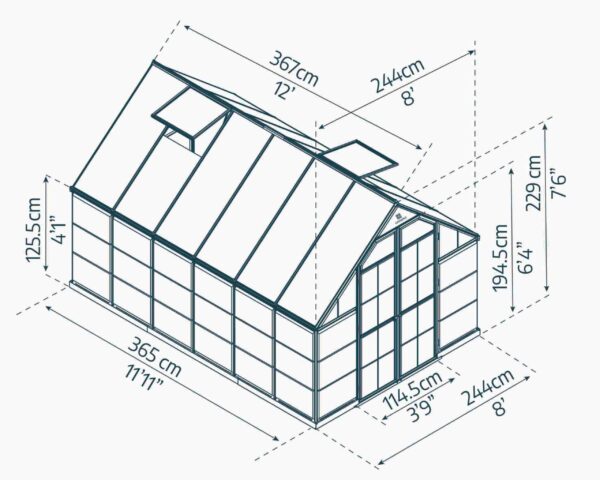 Balance Aluminium Frame 8ft x 12ft Polycarbonate Greenhouse in Silver - Canopia by Palram - Image 7
