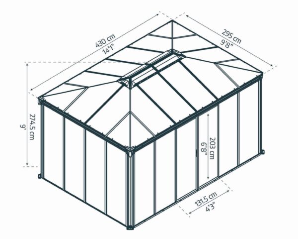 Ledro 4300 Enclosed Aluminium Grey Gazebo & Pergola - Canopia by Palram - Image 6