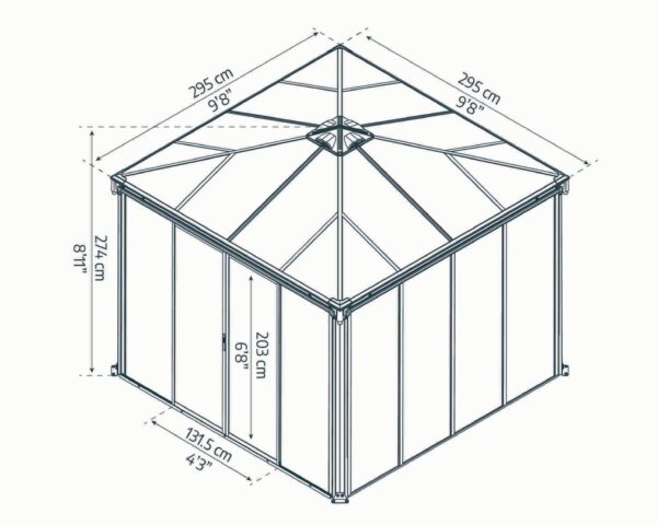 Ledro 3000 Enclosed Aluminium Grey Gazebo & Pergola - Canopia by Palram - Image 6