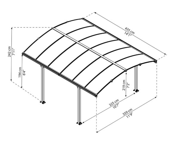 Tucson 4300 Aluminium Grey Gazebo & Pergola - Canopia by Palram - Image 8