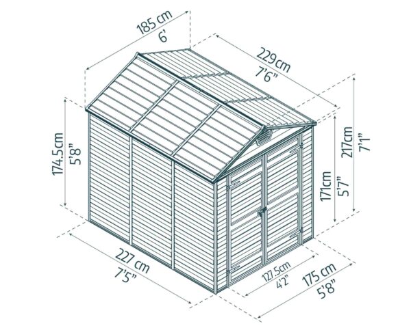 SkyLight Plastic 6x8 Dark Grey Garden Shed - Canopia by Palram - Image 9