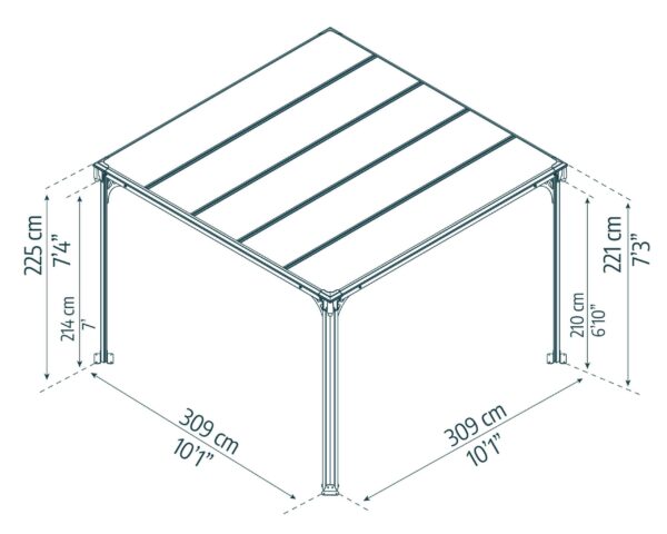 Milano 3000 Aluminium Grey Gazebo & Pergola - Canopia by Palram - Image 4