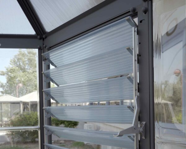 Oasis Aluminium Frame 8ft Hexagonal Polycarbonate Grey Greenhouse - Canopia by Palram - Image 8