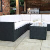 Berlin Black Rattan Corner Garden Lounge Set - 3 Seater & 2 Seater Sofa & Armless Chair
