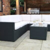Berlin Black Rattan Corner Garden Lounge Set - 3 Seater & 2 Seater Sofa & Armless Chair