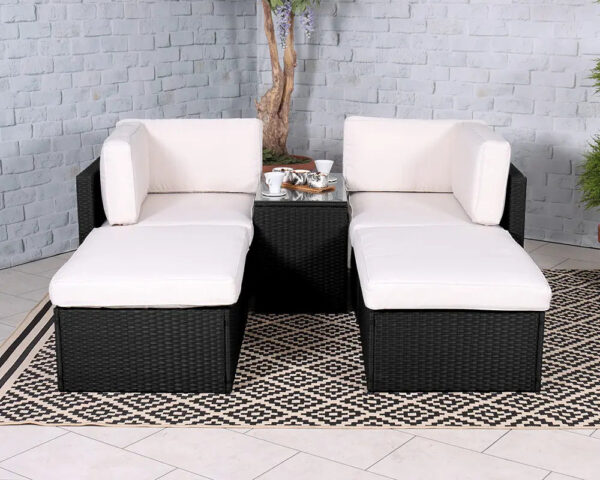 Berlin Black Rattan 4 Seater Garden Lounge Relaxer Set - Image 4