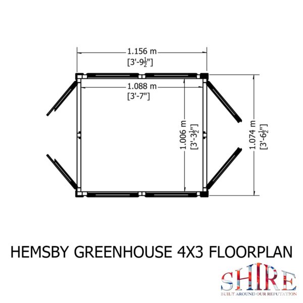 Shire Hemsby 4x4 Wooden Glass Greenhouse - Image 3