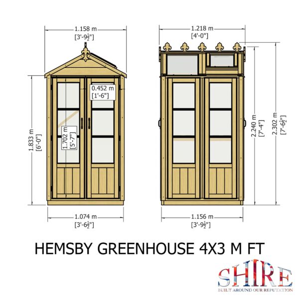 Shire Hemsby 4x4 Wooden Glass Greenhouse - Image 5