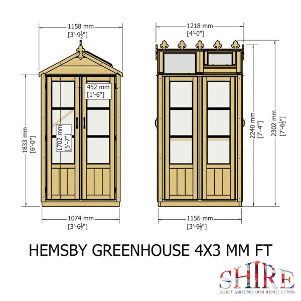 Shire Hemsby 4x4 Wooden Glass Greenhouse - Image 6