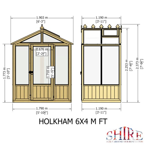 Holkham Small 4x6 Wooden Glass Greenhouse - Image 5