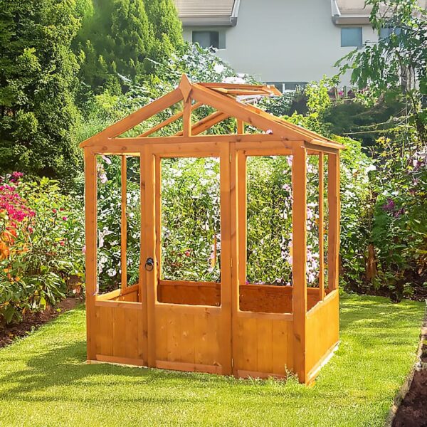 Holkham Small 4x6 Wooden Glass Greenhouse - Image 3