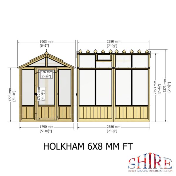 Holkham 8x6 Wooden Glass Greenhouse - Image 5