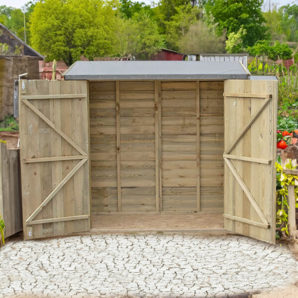 Shire 6x3 Pressure Treated Overlap Pent Garden Shed with Double Doors - Image 3