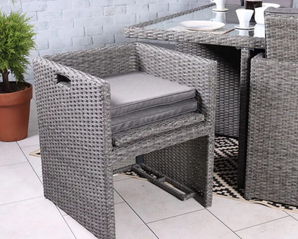 Paris 10 Seater Rattan Garden Dining Cube Set with Square Table, 6 Cube Chairs & 4 Integral Stools - Image 9
