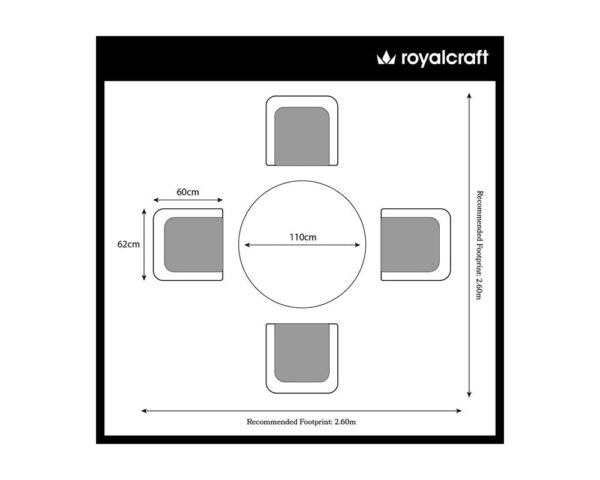 Paris 4 Seater Rattan Carver Garden Dining Set with 110cm Round Table - Grey - Image 6