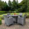 Paris 4 Seater Rattan Carver Garden Dining Set with 110cm Round Table - Grey