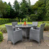 Paris 4 Seater Rattan Carver Garden Dining Set with 110cm Round Table - Grey