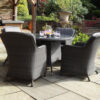 Paris 4 Seater Rattan Imperial Garden Dining Set with 110cm Round Glass Top Table - Grey