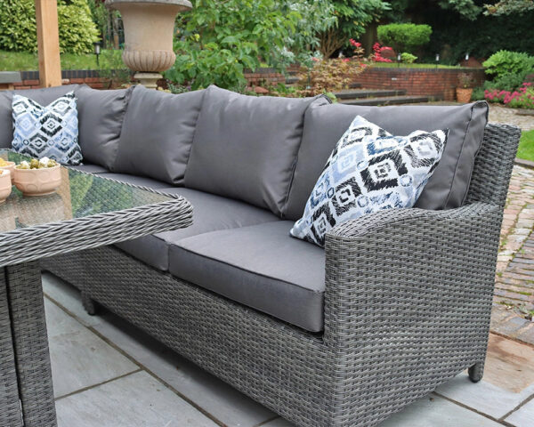 Paris Rattan Modular Corner Lounge Dining Set with Gas Fire Pit Table (120cm) - Image 9