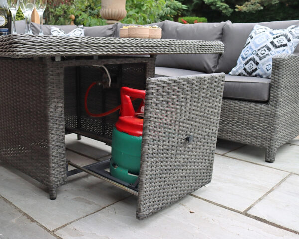 Paris Rattan Modular Corner Lounge Dining Set with Gas Fire Pit Table (120cm) - Image 8