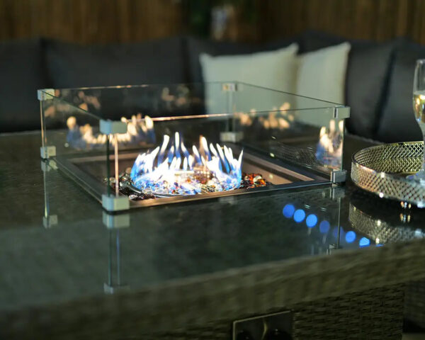Paris Rattan Modular Corner Lounge Dining Set with Gas Fire Pit Table (120cm) - Image 5