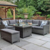 Paris Rattan Modular Corner Lounge Dining Set with Gas Fire Pit Table (120cm)