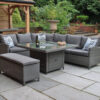 Paris Rattan Modular Corner Lounge Dining Set with Gas Fire Pit Table