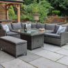 Paris Rattan Modular Corner Lounge Dining Set with Gas Fire Pit Table