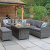 Paris Rattan Modular Corner Lounge Dining Set with Large Gas Fire Pit Table (170cm)
