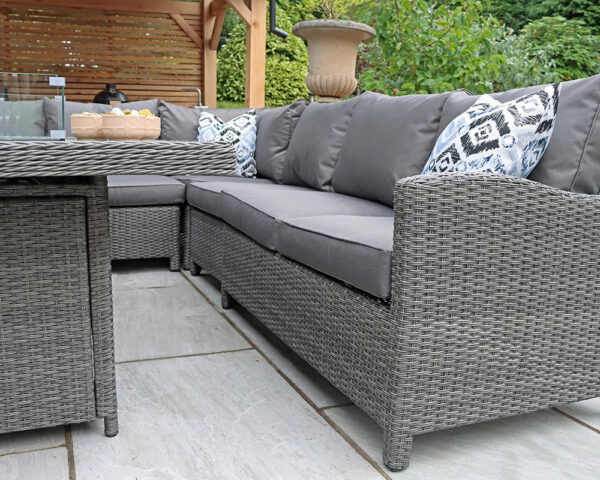 Paris Rattan Modular Corner Lounge Dining Set with Large Gas Fire Pit Table (170cm) - Image 4
