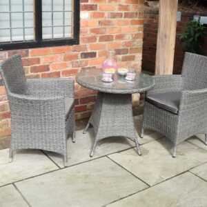 Paris 2 Seater Carver Garden Bistro Set with 70cm Round Table Including Cushions