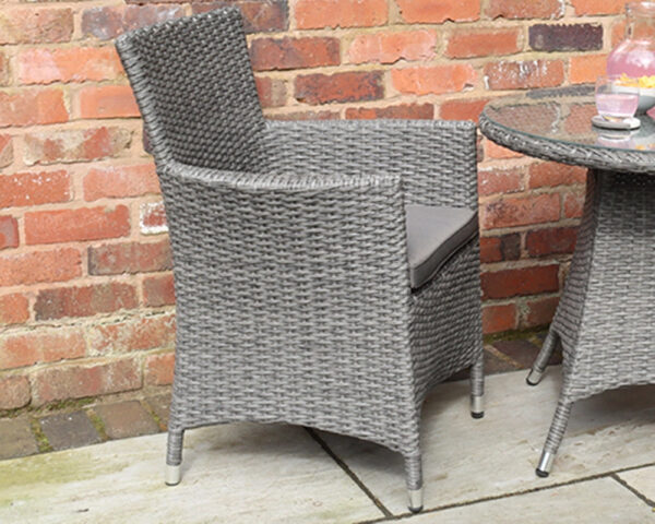 Paris 2 Seater Rattan Imperial Garden Bistro Set with 75cm Glass Top Table - Grey - Image 3