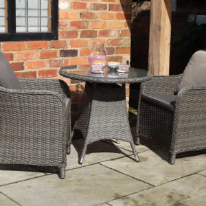 Paris 2 Seater Rattan Imperial Garden Bistro Set with 75cm Glass Top Table
