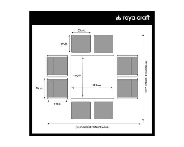 Paris 8 Seater Rattan Garden Dining Cube Set with Square Table, 4 Cube Chairs & 4 Integral Stools - Image 12