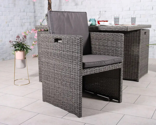 Paris 8 Seater Rattan Garden Dining Cube Set with Square Table, 4 Cube Chairs & 4 Integral Stools - Image 8