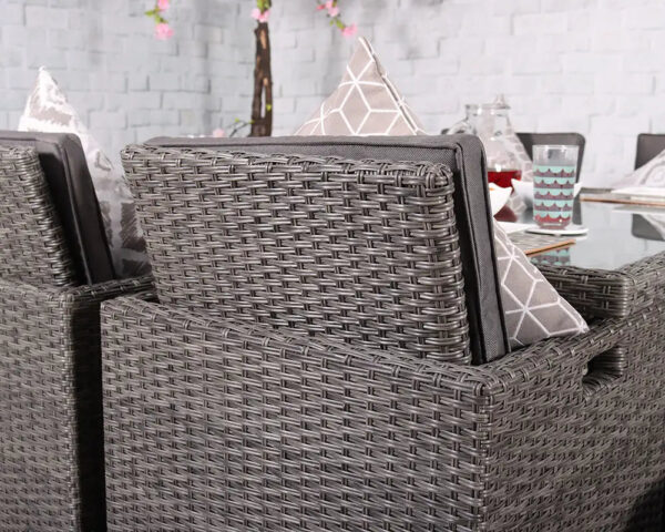 Paris 8 Seater Rattan Garden Dining Cube Set with Square Table, 4 Cube Chairs & 4 Integral Stools - Image 7