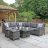 Paris Rattan Modular Corner Lounge Dining Set with Adjustable Height Table  - Grey