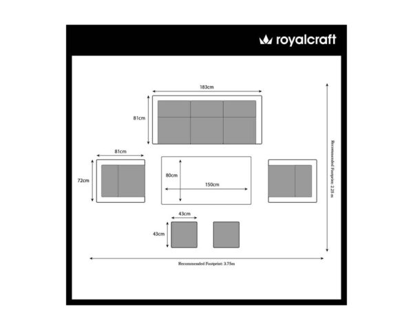 Paris 7 Seater Rattan Sofa Garden Dining Set with Adjustable Height Table - Grey - Image 8