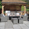 Paris 7 Seater Rattan Sofa Garden Dining Set with Adjustable Height Table - Grey