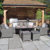 Paris 7 Seater Rattan Sofa Garden Dining Set with Adjustable Height Table - Grey