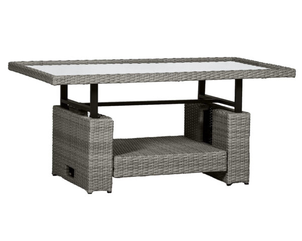 Paris 7 Seater Rattan Sofa Garden Dining Set with Adjustable Height Table - Grey - Image 7