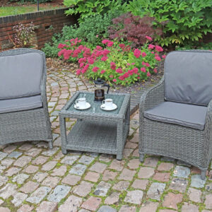 Paris  2 Seater Rattan Imperial Garden Bistro Set with Table - Grey