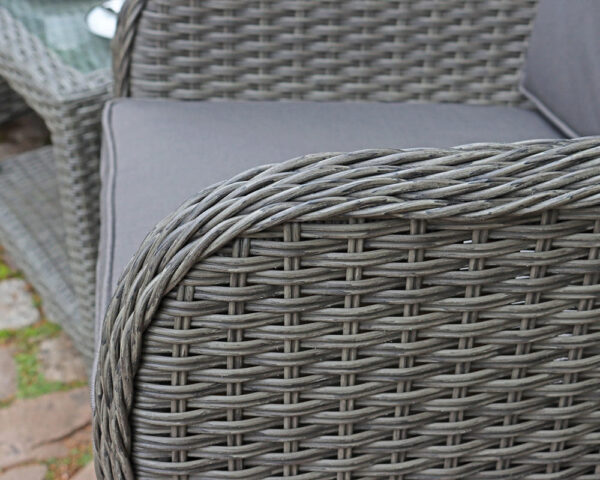 Paris 2 Seater Rattan Imperial Garden Bistro Set with Table - Grey - Image 5