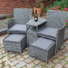 Paris Companion Lounge Set with Pull-Out Foot Stools & Table